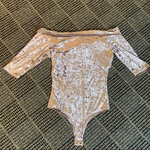 Black and nude suede body suit - off the shoulder - Picture 2 of 6